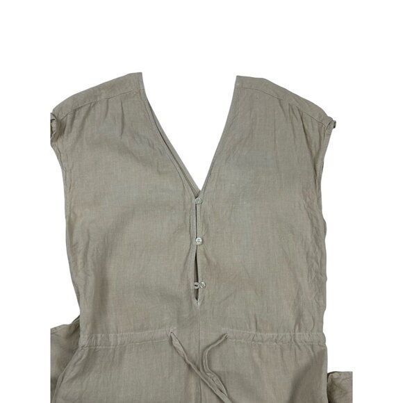 Cloth & Stone Jumpsuit Women S Beige  V Neck Sleeveless Wide Leg Crop 100 Linen - Picture 10 of 15